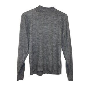 Lord & Taylor Gray Quarter-Zip Wool Sweater Size 38 Long Sleeve Lightweight